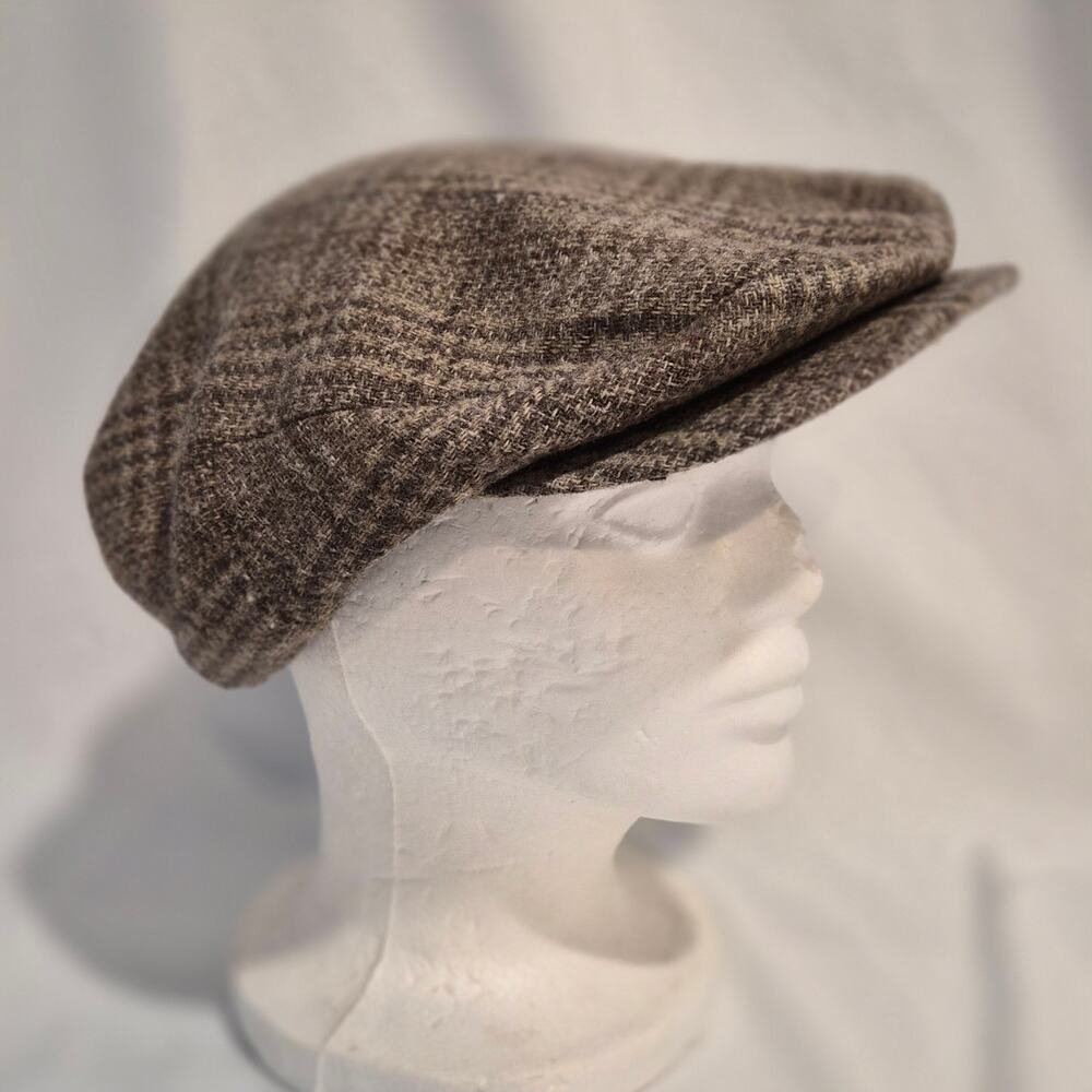 London Fog Vintage Style Wool Blend Plaid Flat Cap